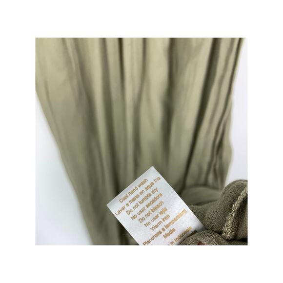 Uma and Leopold Uma Maxi Kaftan Dress Women's Sz Small Light Olive Green V-Neck - Picture 5 of 7